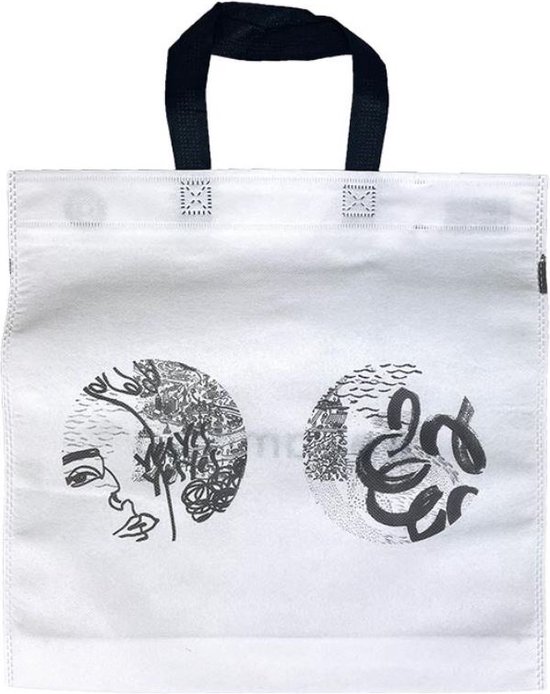 merkloos Shopper Bag CAMAIEU - 10 stuks - wit - 38 x 38 x 8 cm - Non Woven - Shopper tas