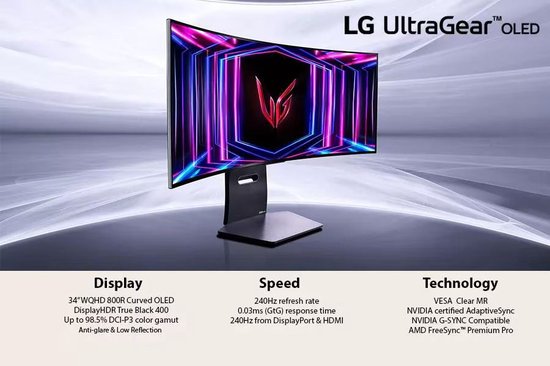 LG UltraGear OLED 34GS95QE-B - 34 inch Ultrawide Gaming Monitor