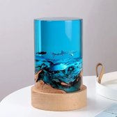 Huisdecoratie Luxe Zeeschildpad Walvis Haai Duiker Desktop Decoratie Cilinder Massief Hout Hars Aquarium Nachtlampje