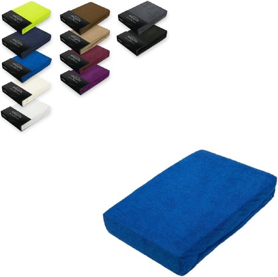 Bastix - hoeslaken in verschillende maten en kleuren met elastieke band rondom, koningsblauw, 90 - 100 x 200 cm.
