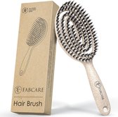 Biologische ronde haarborstel van wildzwijnharen - Ontklittende borstel met dubbele spiraalveer - Haarborstel zonder trekken voor alle haartypes
