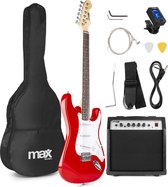 Guitare électrique avec amplificateur de guitare - MAX Gigkit - Perfect pour les débutants - avec accordeur de guitare, housse de guitare et médiator - Rouge