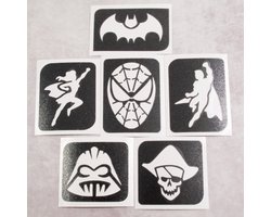 Ensemble de pochoirs de tatouage temporaire / modèles tatouages à paillettes Super-héros/ héros