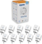 Iqore® Slimme Stekker 10-pack - Smart Plug - Met Tijdschakelaar en Energiemeter - 16A - Compatible Google, Amazon en Samsung - Gratis Smartlife App