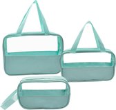 Bastix - Cosmetische tas Toilettas Transparant pakket van 3 Reismake-uptas Waszak Waterdichte PVC-make-uptas Draagbare toilettas voor heren Dames, Groen, Cosmetische tas