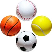 4 x stressbal, stressbal, sensorisch stressspeelgoed, stressballen voor volwassenen, fidgetspeelgoed, stressvermindering, schuimballen, sport, 4 ontwerpen