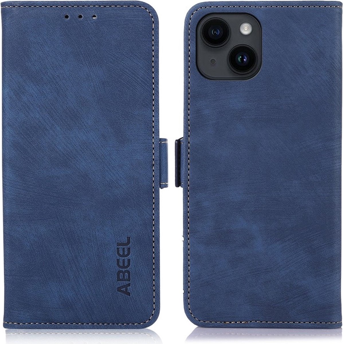 Abeel-iPhone 15 - Lederlook - Book Case - Blauw