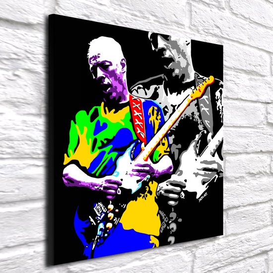 Pop Art David Gilmour - Canvas Print - op dennenhouten kader - 60 x 60 x 2 cm - Wanddecoratie