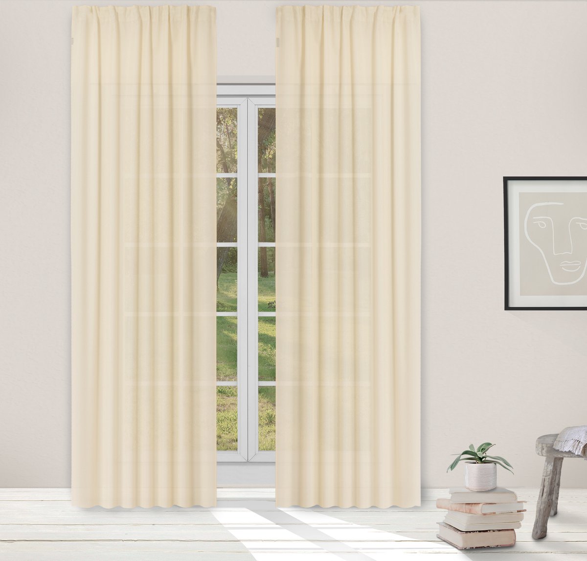 Light Guard Gordijn - Kant en Klaar - Cream - Lichtdoorlatend - Lengte aanpasbaar - 140x280cm Crème (Cream)