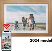 Digitale Fotolijst 10.1 inch - Hout - HD - Frameo App - Fotokader - WiFi - 16GB - IPS Touchscreen -Met Wifi en Frameo App