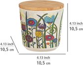 Boîte de rangement Fleurs, boîte de rangement avec couvercle en bambou, conservation hermétique du café moulu et des grains de café, sans BPA, capacité 0 litre, Ø 10,5 x 10,5 cm, multicolore