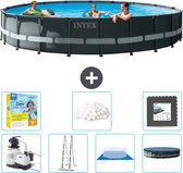 Intex Rond Ultra XTR Frame Zwembad - 610 x 122 cm - Inclusief Pomp - Ladder - Grondzeil - Afdekzeil Onderhoudspakket - Filterbollen - Vloertegels