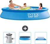 Intex Rond Opblaasbaar Easy Set Zwembad - 305 x 61 cm - Blauw - Inclusief Zwembadfilterpomp - Afdekzeil - Grondzeil