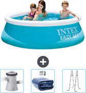 Intex Rond Opblaasbaar Easy Set Zwembad - 183 x 51 cm - Blauw - Inclusief Zwembadfilterpomp - Solarzeil - Ladder