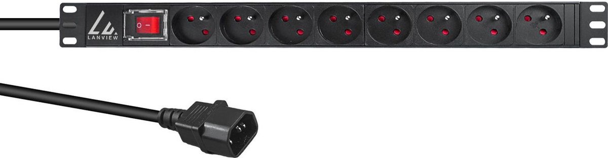 Lanview LVR-2MSCH-SW-C13-8 energiedistributie 8 AC-uitgang(en) 1U Zwart