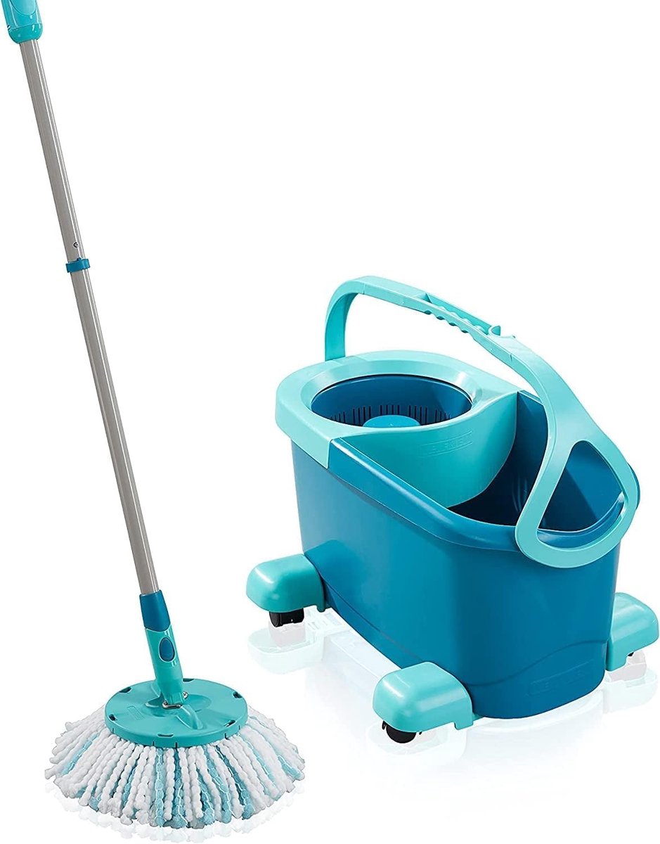 Goedkoopste Clean Twist Disc Mop Ergo 2.0 met rolwagen - Vochtige reiniging op tegels en laminaat - Microvezel overtrek - Kliksysteem - Centrifugertechnologie Mop