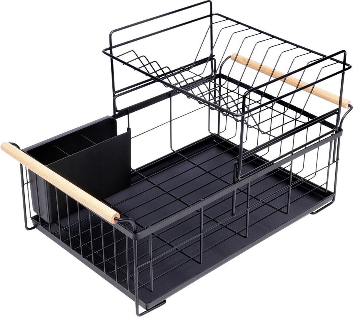 Afdruiprek Zwart 2-Niveaus 48x29x28,5 cm - Afwasrek