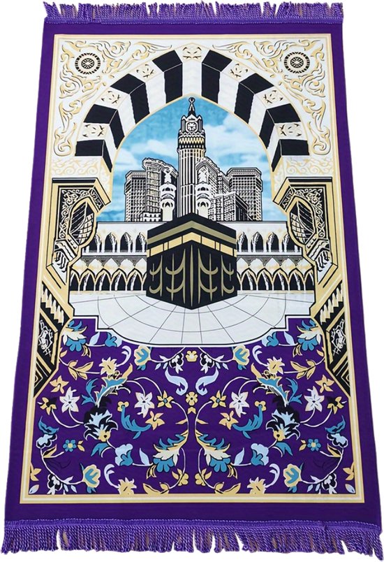 Livano Islam Gebedskleed - Ramadan Kleed - Gebedsmat - Tapijt - Inshallah - Eid Mubarak - Paars