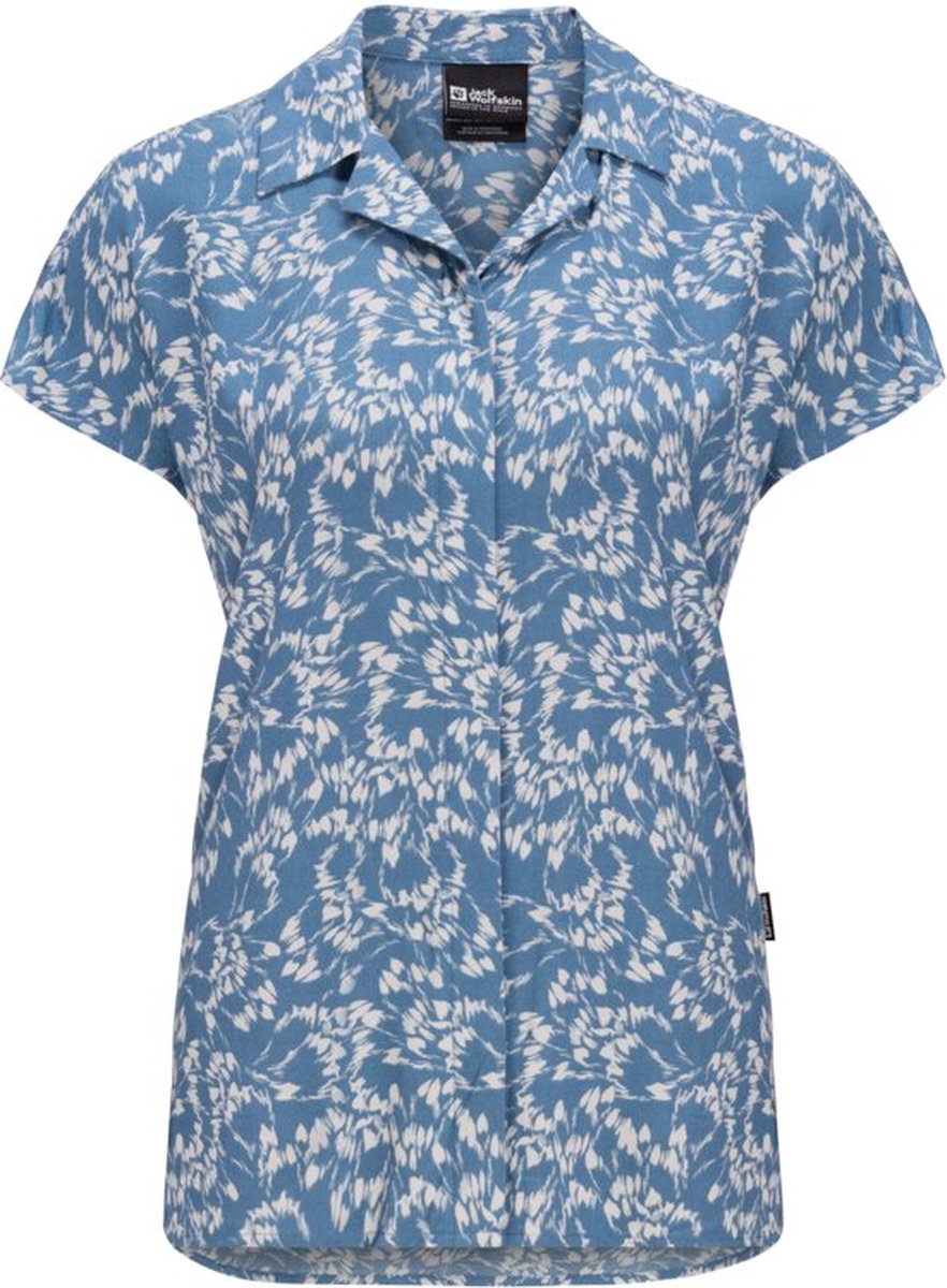 Jack Wolfskin Sommerwiese Shirt Women Outdoorshirt Dames Leaves Element Blauw