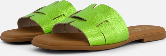 Oh My Sandals Slippers groen Leer - Dames - Maat 37