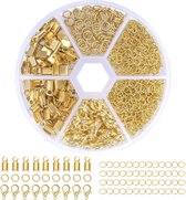 MGM Trading - 300 stuks sieradenhaken, met karabijnsluiting, sluitingen, kettingsluiting, karabijnhaken, sleutelringen voor doe-het-zelf armbanden, sieraden maken - goud