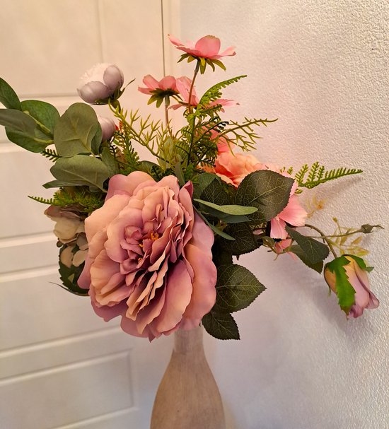 Zijden bloemen, kunstbloemen, nepbloemen, boeket Lila rose oud rose