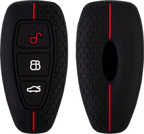 Siliconen Remote Cover Key Case key cover Zwart/Rood voor Ford Puma Grand C Max Focus Mondeo Kuga Fiesta Ecosport Transit Kuga Sport Sporty Rood Rood/Zwart