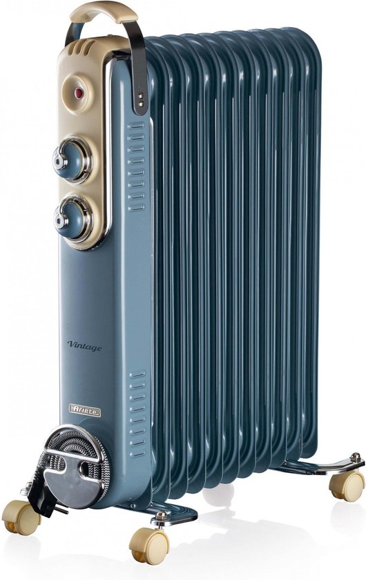 Ariete 0839/15 Vintage Olieradiator - 2500 Watt - tot 30m2 - 3 standen - 360 ° wieltjes - licht blauw