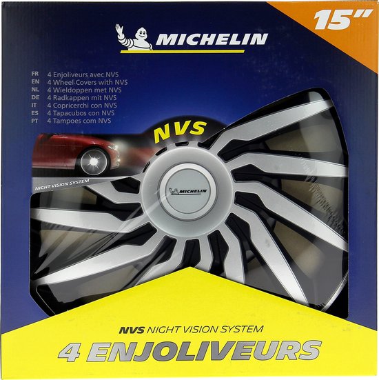 MICHELIN Wieldoppen NVS 42 – 4 Stuks – 15 Inch – Chroom – Slagvast ABS – Met Reflecterend NVS-systeem Voor Nachtelijke Veiligheid