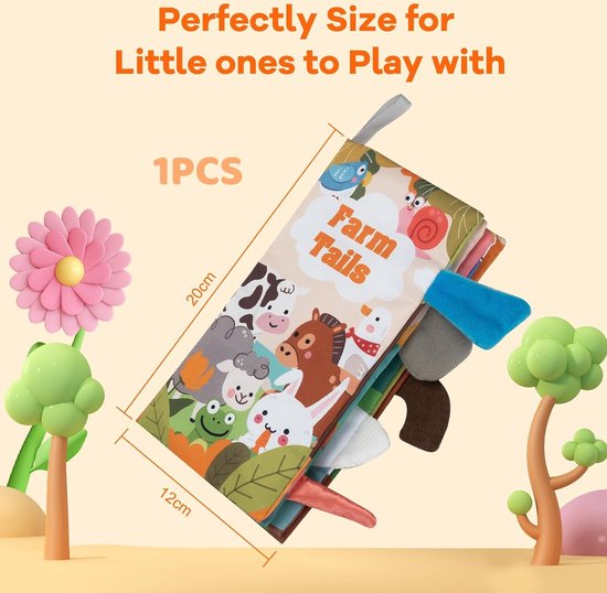 Livre Tissu Bébé 0-3 Mois - Livre D'Éveil Sensoriel Avec Sons Froissés & Animaux - Jouet Éducatif Nouveau-Né