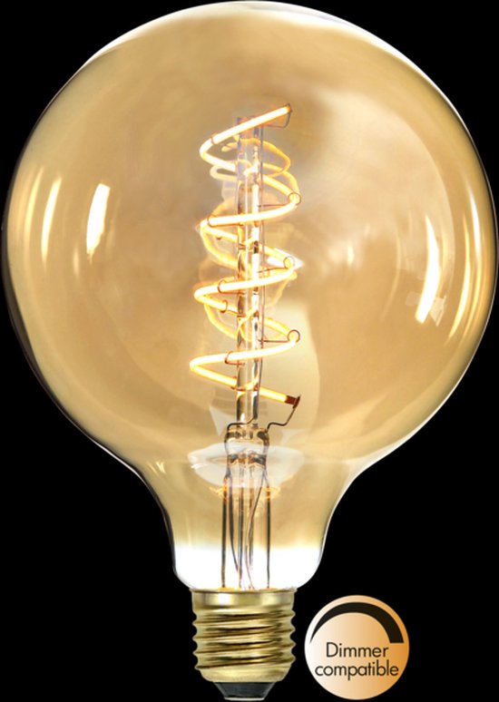 Grande ampoule globe G125 avec filament doré, culot E27.