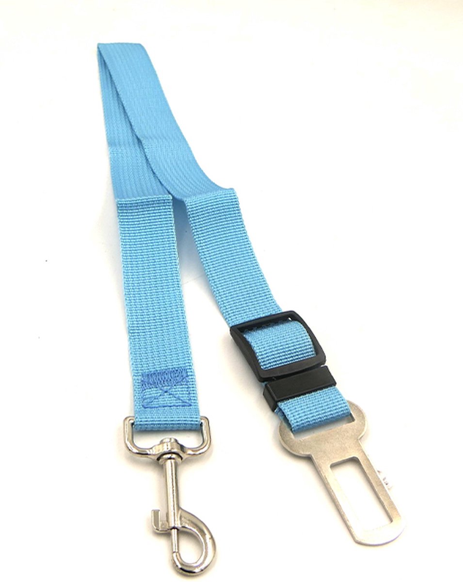 Masenzo veiligheidsgordel voor honden +- 60 cm aanpasbaar lichtblauw vor honden tot 25 kg