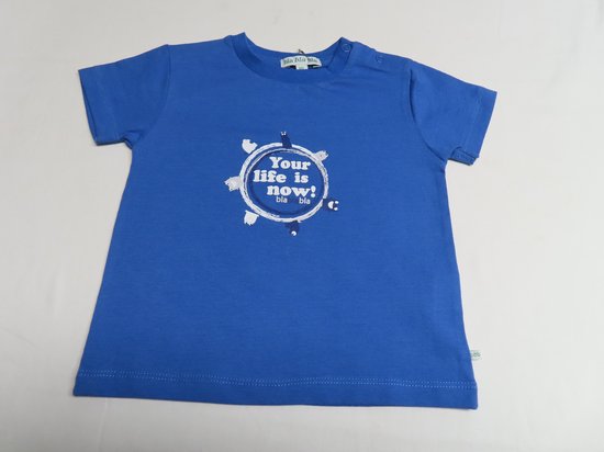 T shirt - Korte mouwen - Jongens - Blauw - Your life is now ! - 1 jaar 80
