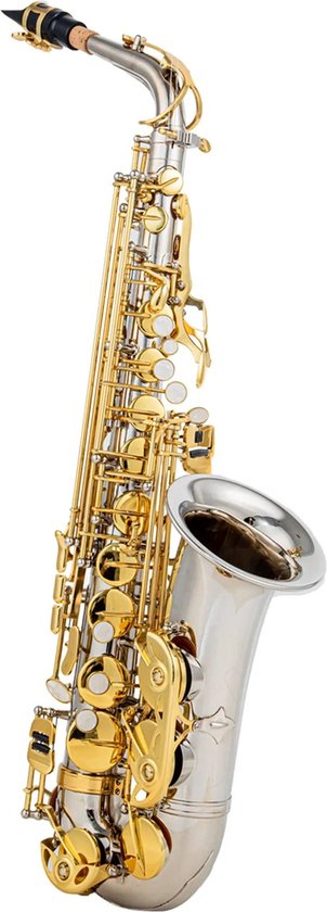 Altasaxofoon - Professioneel Saxofoon - Blaasinstrument - Kinderen & Volwassen - E Drop - Volledige Set (Zie beschrijving) - Silver/Goud