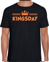 Bellatio Decorations Koningsdag shirt voor heren - kingsday - zwart - glitters - feestkleding XL
