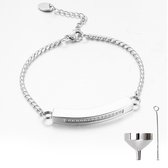 Luxe As Armband - Verstelbaar - 18-28 CM - Met Ashanger - Voor As, Haren of Parfum - Assieraad - Gedenksieraad - Urn - Incl. As vuller en Opbergzakje - Diamond Silver