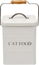 Kattenvoer bewaarpot, met deksel en lepel, kattenvoercontainer, droogvoercontainer, voorraadpot-wit