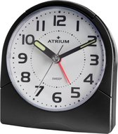ATRIUM Wekker - Analoog - Zwart - Duidelijk - Opbouwend Alarm - Snooze - Zonder Tikgeluid - Gemakkelijk in gebruik - Stabiel - Quartz uurwerk - A218-7
