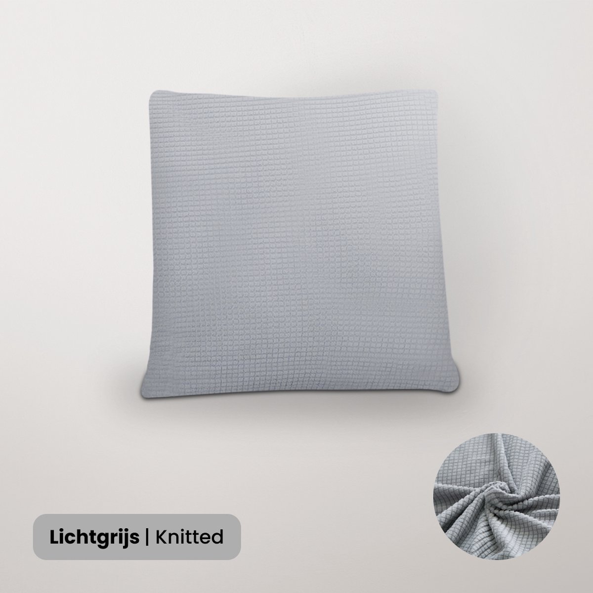 BankhoesDiscounter Knitted Kussenhoes – 45x45cm – Lichtgrijs – Kussensloop – Kussenovertrek – Kussenhoes 45x45