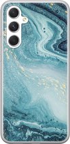 Leuke Telefoonhoesjes - Hoesje geschikt voor Samsung Galaxy A54 - Marmer blauw - Soft case - TPU - Marmer - Blauw