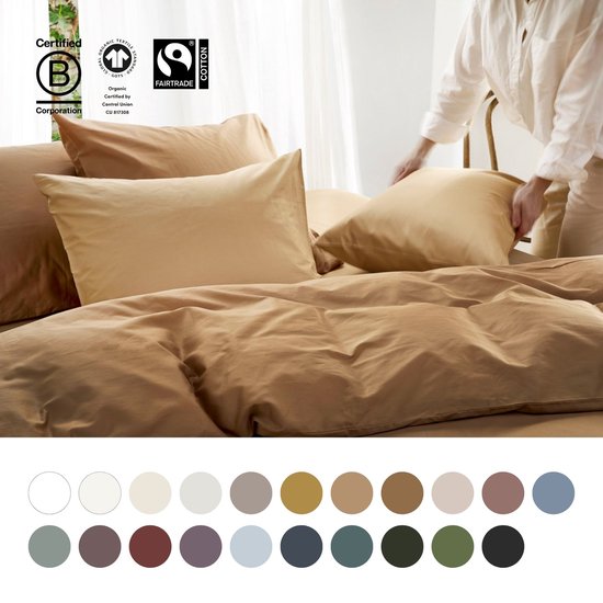 dekbedovertrek Yumeko satin de coton miel 240x220+2/60x70 - Bio, eco & équitable