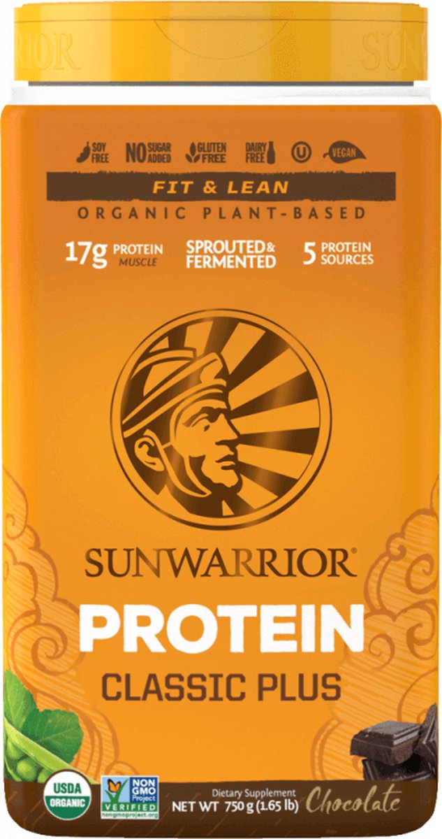 Goedkoopste Sunwarrior Proteïne Classic Plus - Chocolade - 750 gram