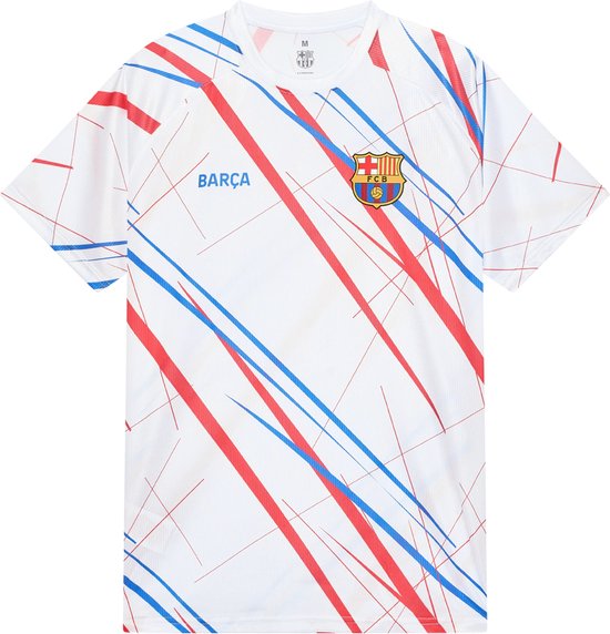 FC Barcelona Trainingsshirt Wit Heren - Maat M - Sportshirt Volwassenen - Wit