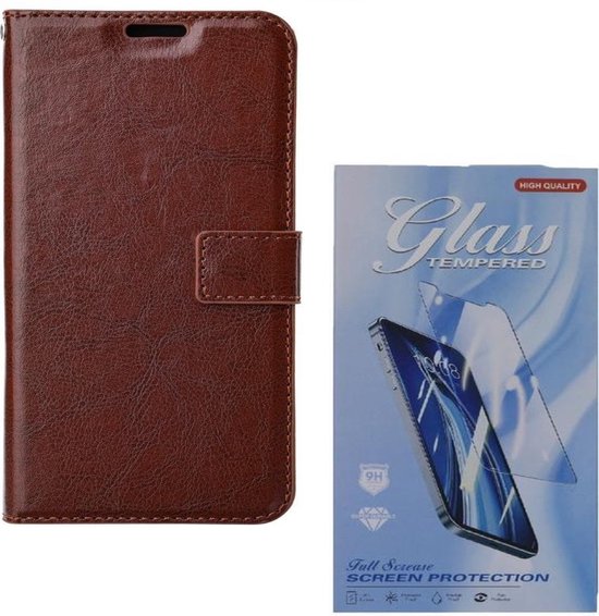 Nokia 5.4 / 3.4 Bookcase Brown - étui portefeuille avec protecteur d'écran en Glas 2 pièces - ZT Accessoires