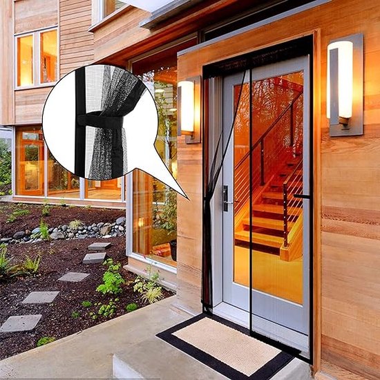 Door easy Vliegengaas, deur, robuust glasvezel en extra sterke magneten, insectenbescherming, balkondeur, vliegengordijn, terrasdeur, vliegenbescherming, magneetgordijn, zonder boren (100 x 210