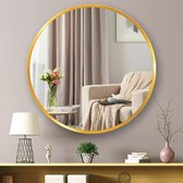 Gouden ronde wandspiegel, 24 inch grote ronde metalen frame spiegel, cirkel wandspiegel voor decor ijdelheid slaapkamer badkamer woonkamer