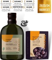 Palamidas Delicious Trial Combo - First Crop Extra Vierge Olijfolie & Natuurlijke Zwarte Olijven - 500 ml + 150 g