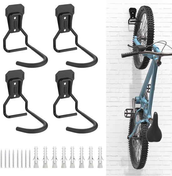 3 stuks fietshaken, fietsmuuropbergrek, MTB-muurbevestiging, fietsstandaard voor aan de muur on