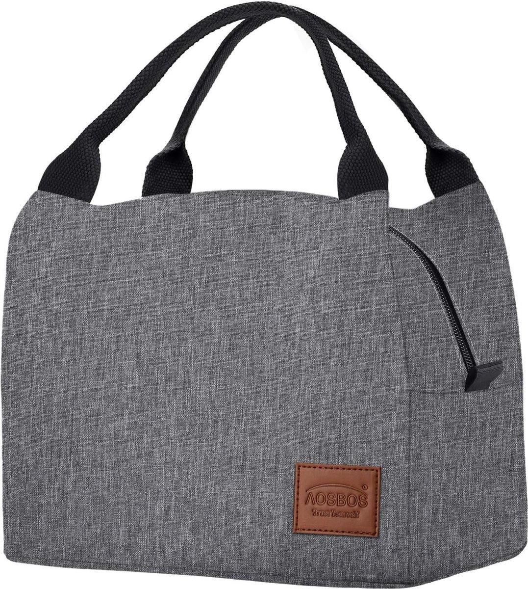 Mini-koeltas, kleine lunchtas, geïsoleerde tas voor onderweg, thermotas, fiets, ontbijttas, opvouwbaar, waterdicht, ritssluiting, 8,5 l, grijs