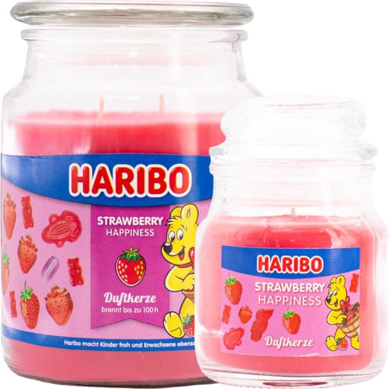Haribo kaarsen aardbei set 2 - 1x groot 1x klein